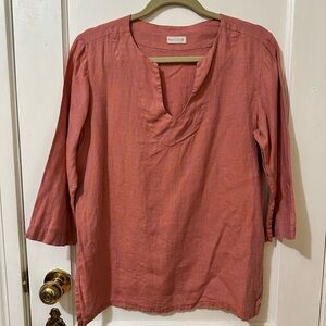 Pink 3/4 Sleeve Relaxed Tunic Top